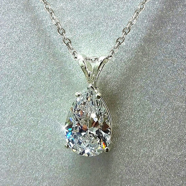 European and American fashion jewelry diamond drop pear-shaped zircon pendant simple engagement clavicle necklace for women