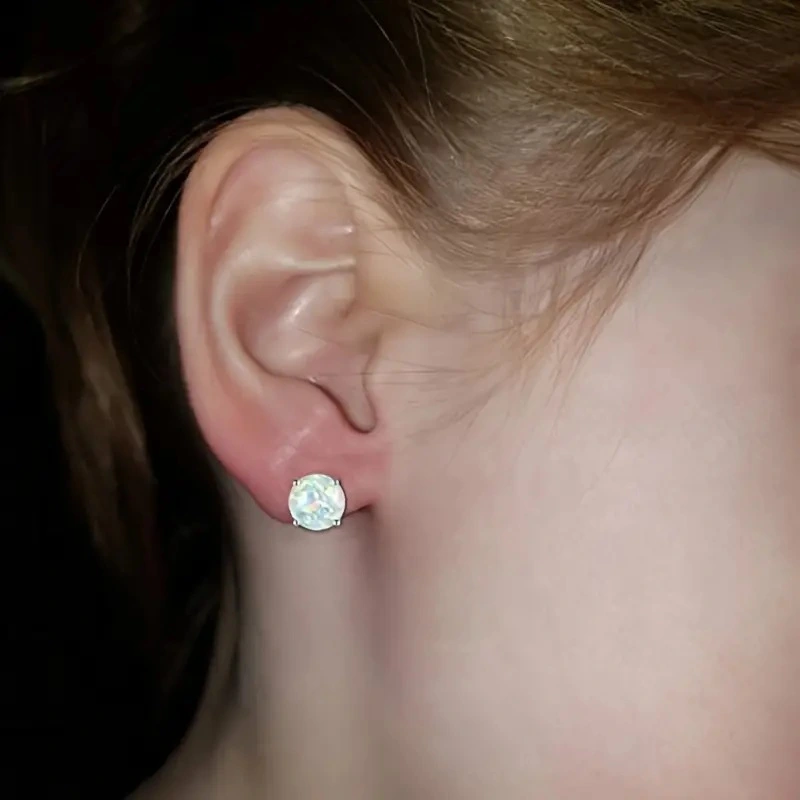  Glossy imitation opal exquisite earrings for women, daily wear style niche fashionable design jewelry