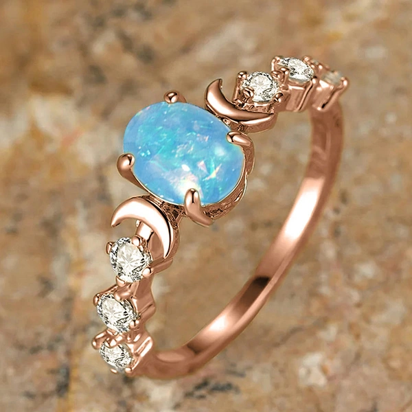 New retro oval ring with sun and moon design ring popular moon ring