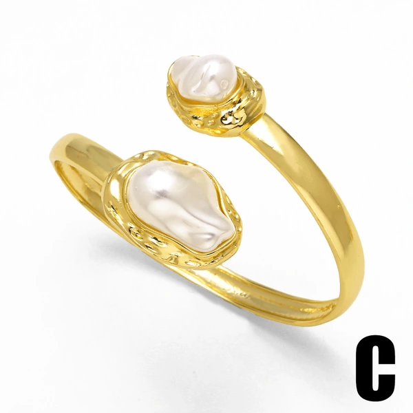 AS jewelry European and American hot-selling pearl open gold-plated bracelet high-end jewelry brk74 bangle