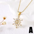 AS jewelry gold-plated full zircon four-leaf clover snowflake pendant necklace nka032 necklace