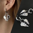  Broken zircon heart earrings cool style fashion light luxury design earrings personality temperament heart-shaped earrings