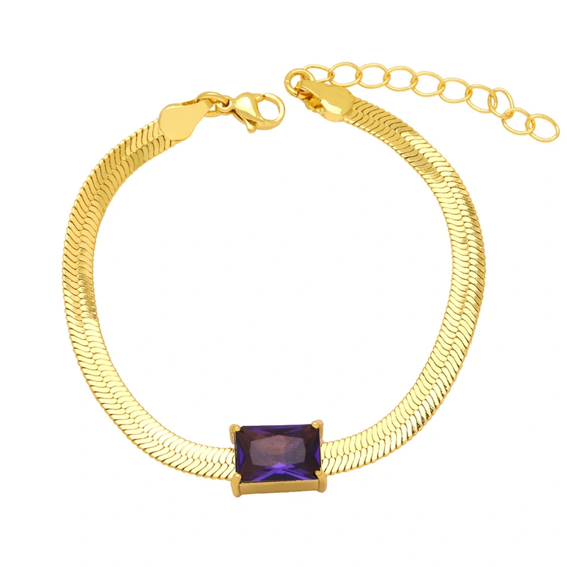 Clearance European and American cold style flat snake bone chain bracelet personality fashion zircon blade chain simple bracelet female brj58