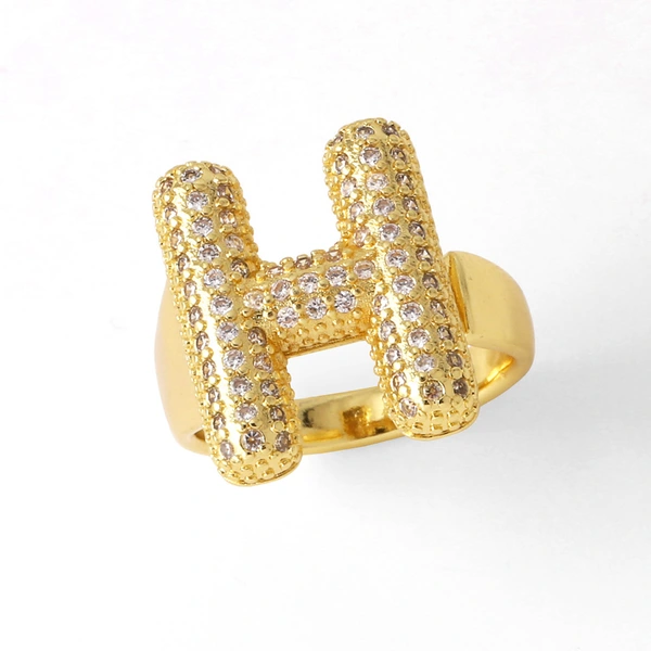 AS jewelry 26 English letters ring female gold-plated full zircon open ring rih31