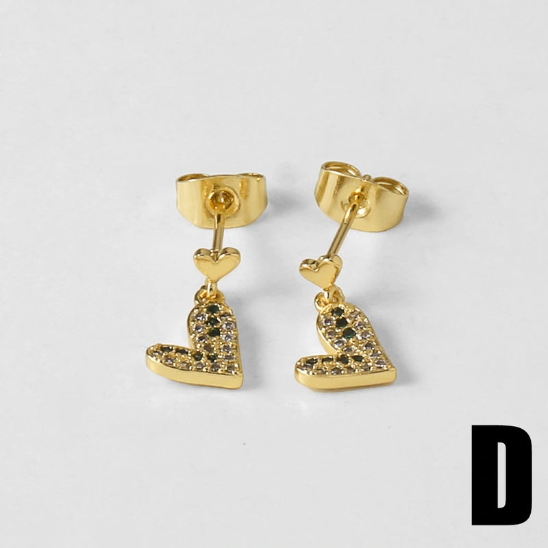 AS jewelry European and American micro-inlaid zircon C-shaped love pendant earrings copper plated 18k gold earrings earrings ert73