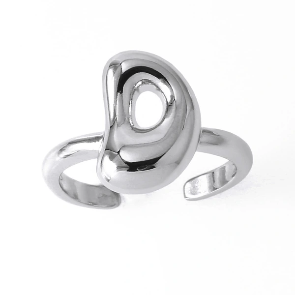 AS jewelry smooth 26 English letters ring female copper plated real gold open ring rih04