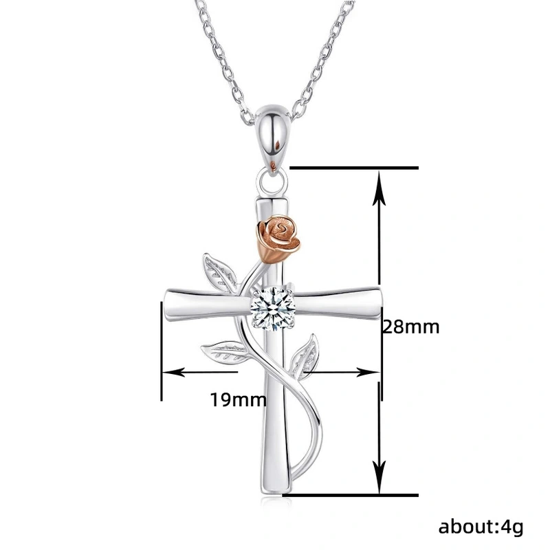 European and American new necklace romantic forest rose wrapped personality pendant color plating inlaid zirconium
