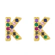 New European and American fashion 26 letters earrings original personality inlaid with colored zircon letter earrings erw62