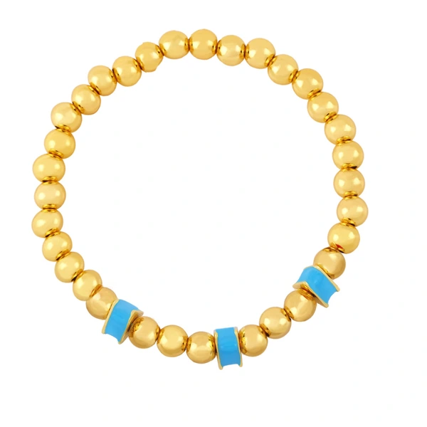 Clearance European and American jewelry color dripping copper plated 18K gold round beads couple beaded bracelet bracelet bre90