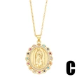 Popular European and American diamond-studded oval Virgin Mary necklace for women, personalized retro geometric Virgin Mary pendant nks88