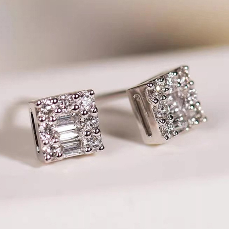  European and American simple exquisite earrings daily matching geometric earrings micro-inlaid zircon ladies earrings