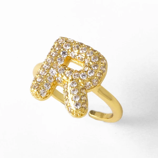 AS jewelry hot item inlaid with zircon 26 English letters open ring female rij23