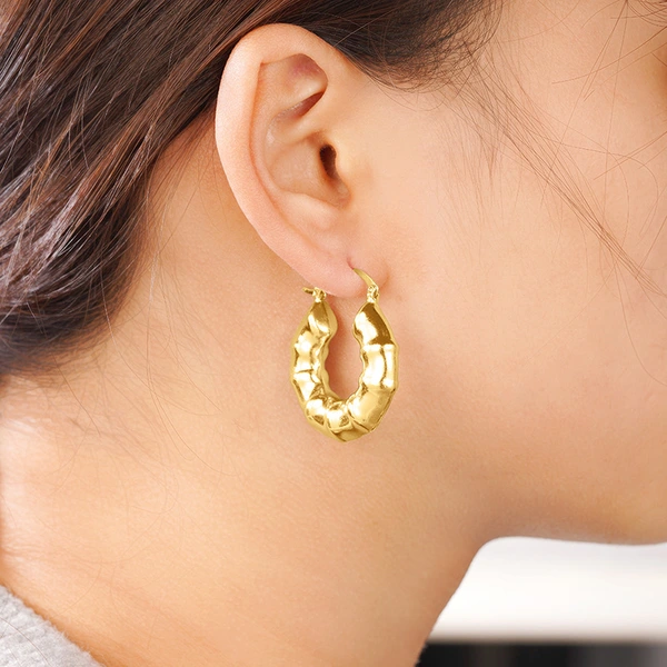 Creative bamboo U-shaped earrings for women, fashionable French style earrings, meteorite hot sale