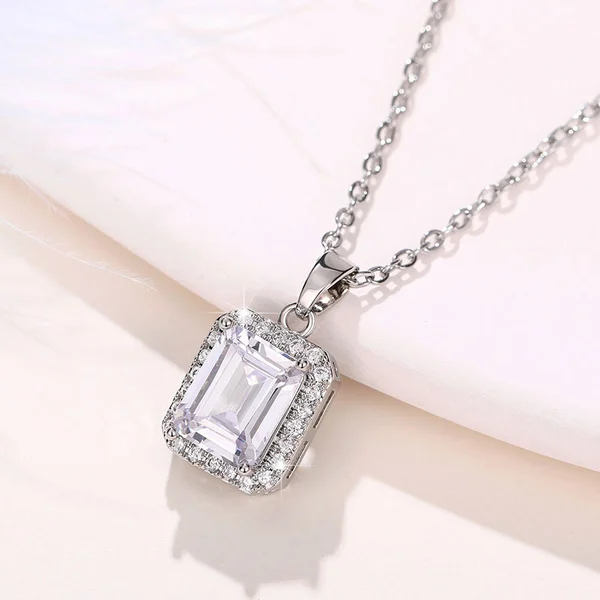 European and American new style rectangular Radiant fashion OL cut crystal necklace engagement jewelry