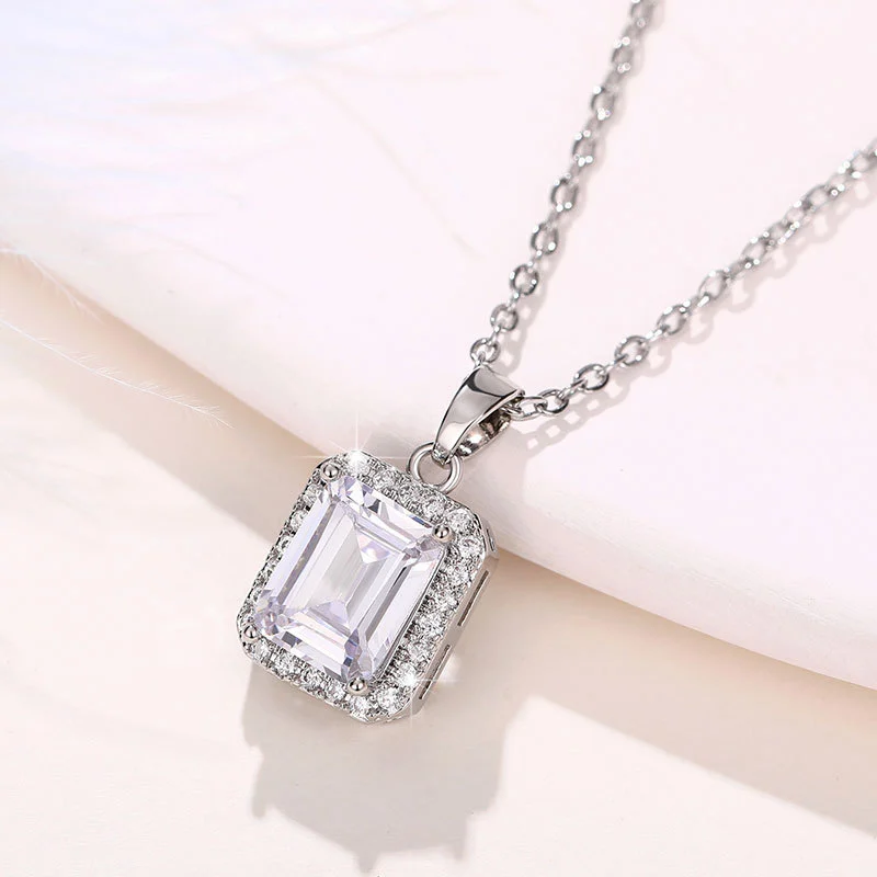European and American new style rectangular Radiant fashion OL cut crystal necklace engagement jewelry