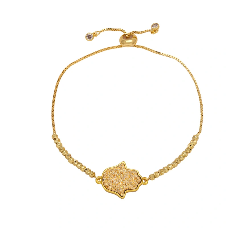 Jewelry palm bracelet female European and American simple light luxury copper plated real gold hand jewelry bracelet brd27