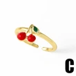 AS jewelry new hot selling copper plated 18k gold dripping oil fruit strawberry cherry ring ring rip36ring