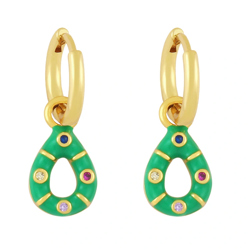 Clearance teardrop-shaped oil-drop zircon earrings simple and versatile candy-colored earrings sweet earrings for women erx98