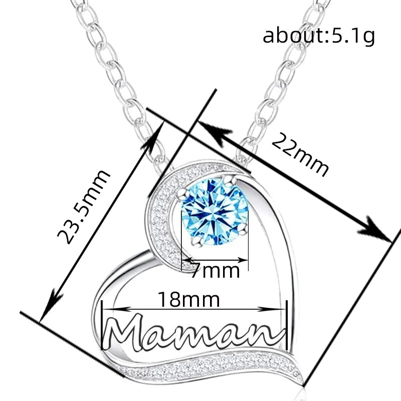 Hot selling love heart necklace exquisite gift for mother, zircon jewelry, fashionable and simple popular style