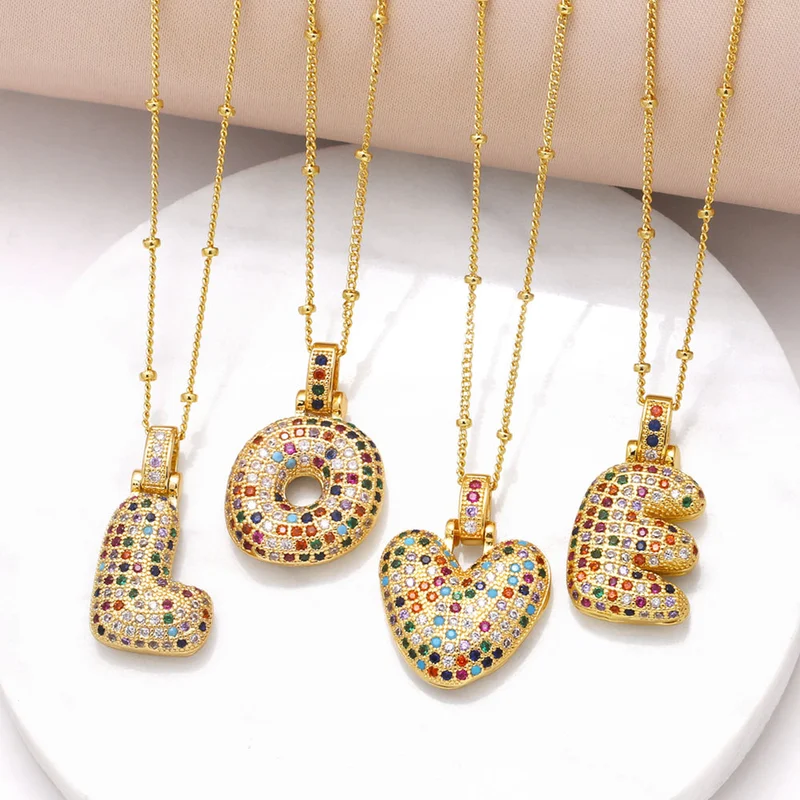 AS jewelry new color 26 English letters pendant necklace female inlaid zircon clavicle chain nkb031