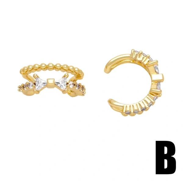 Hot selling zircon ear clips for no pierced ears, high-end ear bone clips, trendy irregular earrings, earrings err93