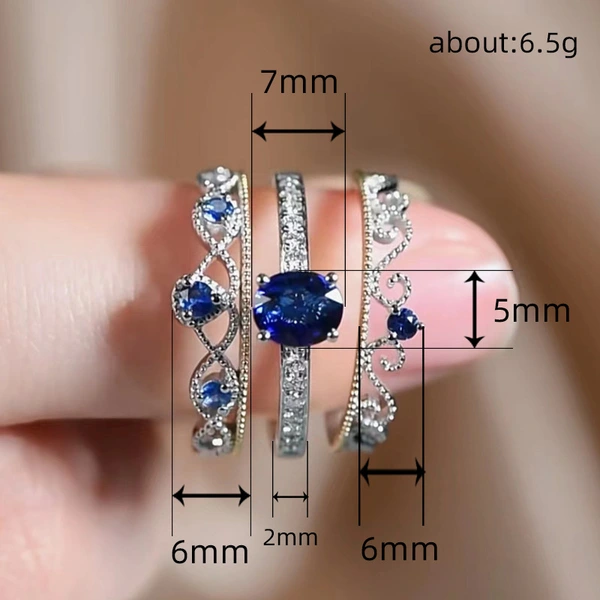 Hot new product three-piece ring set high-end crown royal ring temperament French court style ring set