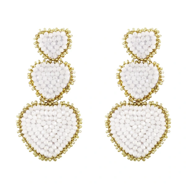 European and American new earrings trend street fashion earrings bohemian style creative rice bead heart earrings erw94