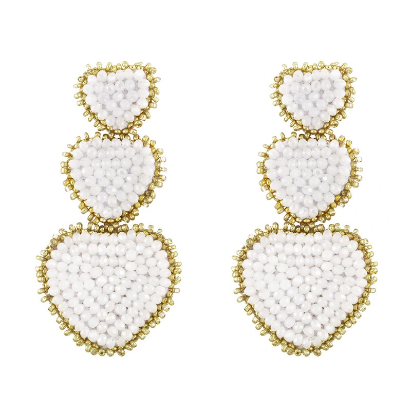 European and American new earrings trend street fashion earrings bohemian style creative rice bead heart earrings erw94
