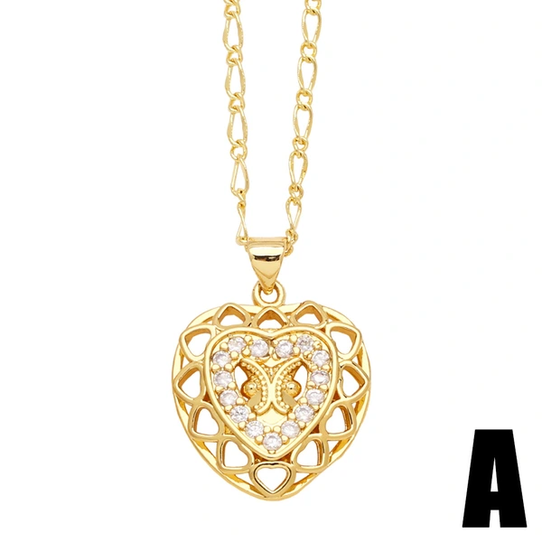 Hot selling zircon inlaid heart necklace for women temperament versatile clavicle necklace jewelry wholesale nkb866