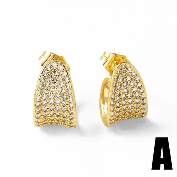 AS jewelry Europe and the United States hot selling copper plated 18k gold C-shaped full zircon earrings earrings era216 earrings