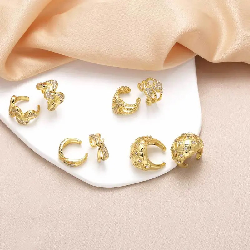 Jewelry hot sale irregular earrings for women gold-plated zircon C-shaped ear bone clip earrings era143
