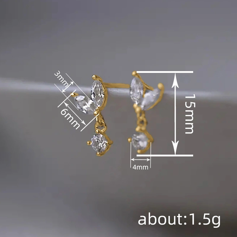  Simple French leaf earrings, small and exquisite water drop leaf bud earrings, niche design, sweet earrings