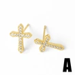 AS jewelry Europe and the United States hot selling cross earrings female copper plated 18k gold full zircon earrings era369