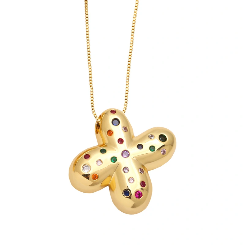 AS jewelry 26 English letters necklace gold-plated inlaid colored zircon clavicle chain nkb070