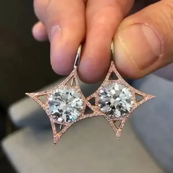  Korean style new high-end geometric diamond zircon earrings 2021 temperament internet celebrity earrings