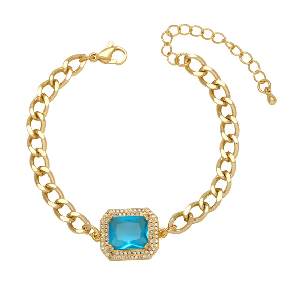 Clearance hot sale inlaid colored zircon bracelet women's versatile copper plated real gold hand jewelry brd25