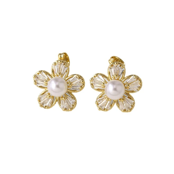 AS jewelry Europe and the United States hot selling pearl insect earrings copper plated 18k gold flower earrings earrings female erq17