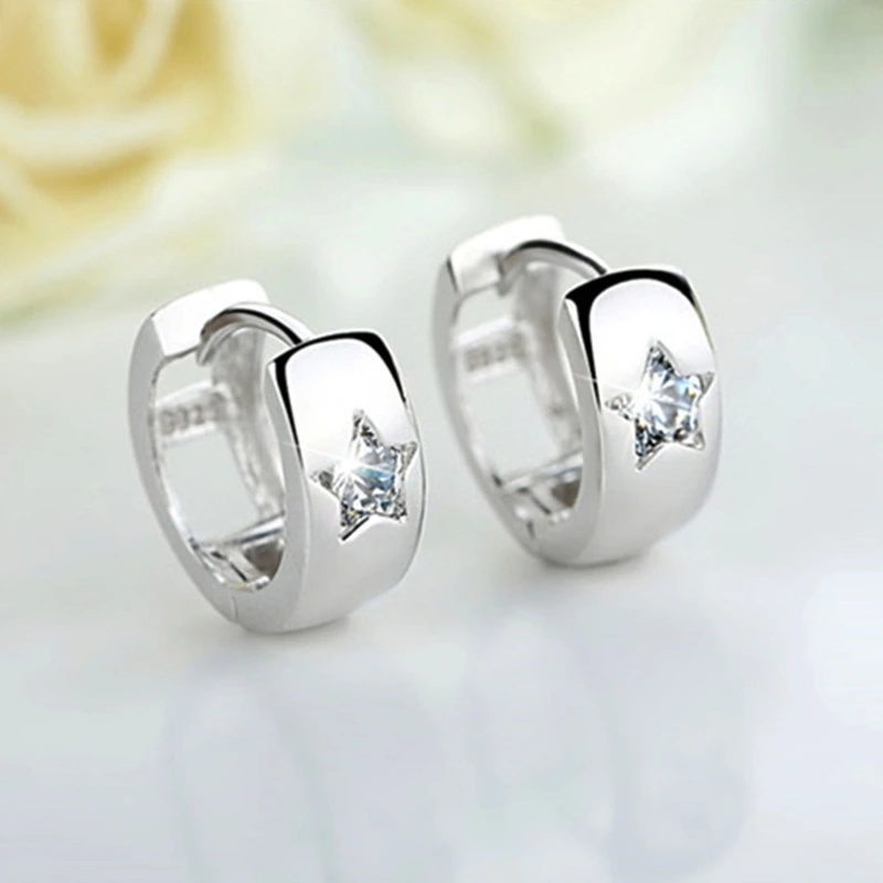 Korean style new women's earrings five-pointed star zircon earrings star earrings popular jewelry spot wholesale