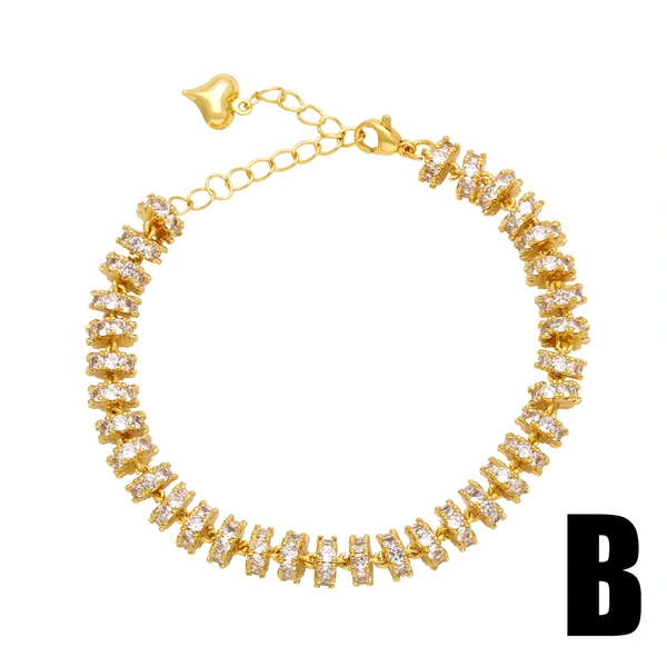 European and American new fashion colored zircon bracelet women light luxury high-end sense Internet celebrity retro colored diamond hand jewelry brc92