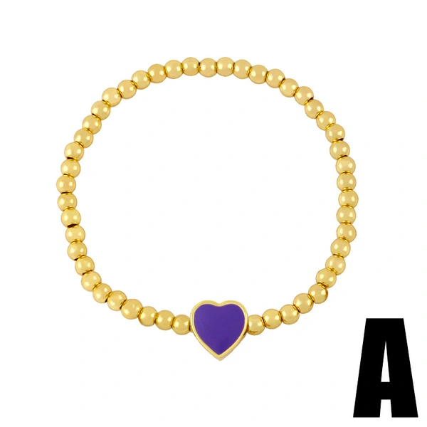 Clearance gold round bead bracelet 2024 female niche design oil drop love heart hand jewelry brd80