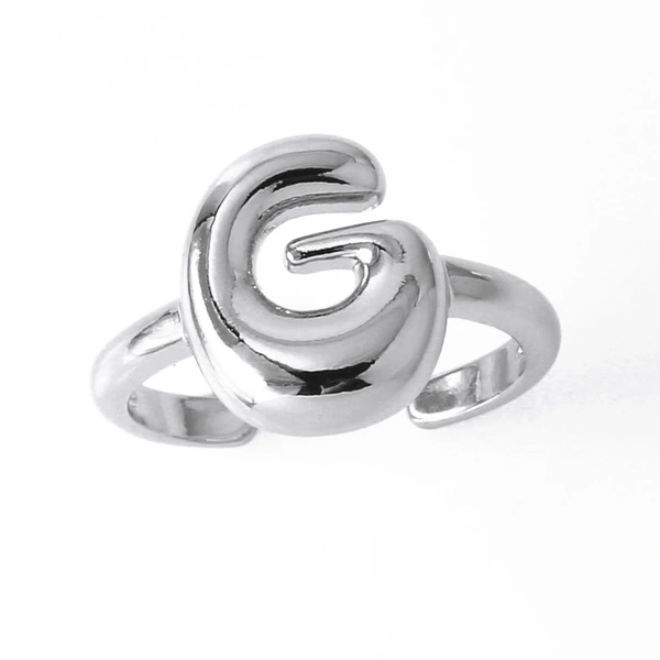 AS jewelry smooth 26 English letters ring female copper plated real gold open ring rih04