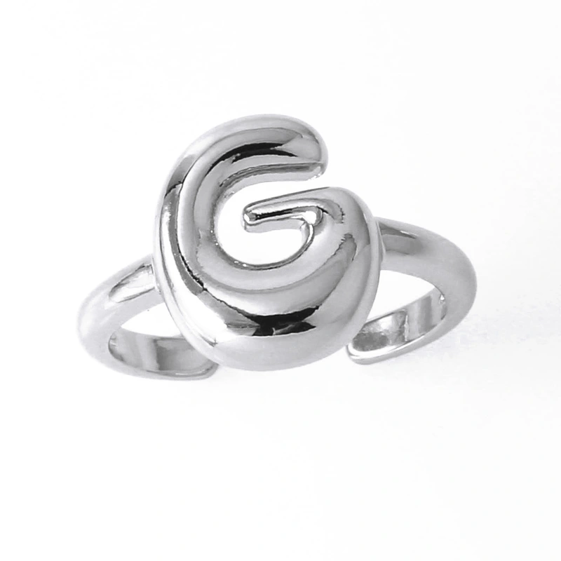 AS jewelry smooth 26 English letters ring female copper plated real gold open ring rih04