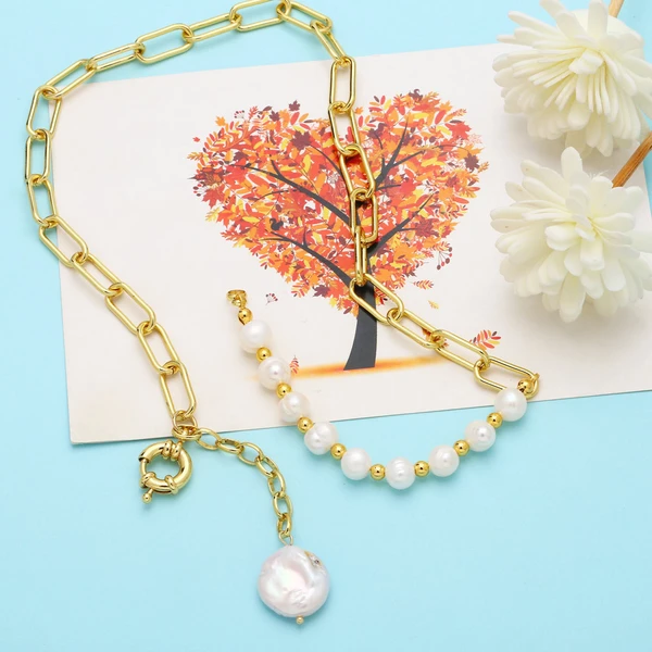 Clearance cold style freshwater pearl necklace European and American Baroque pearl niche design necklace nkb491