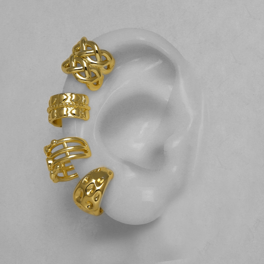 AS jewelry European and American hot-selling copper plated 18k gold irregular ear clip no ear piercing earrings err38 earcuff