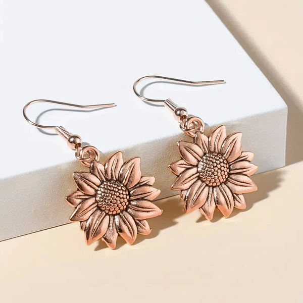 Simple personality metal ear hook sunflower high-end elegant earrings new plant flower earrings