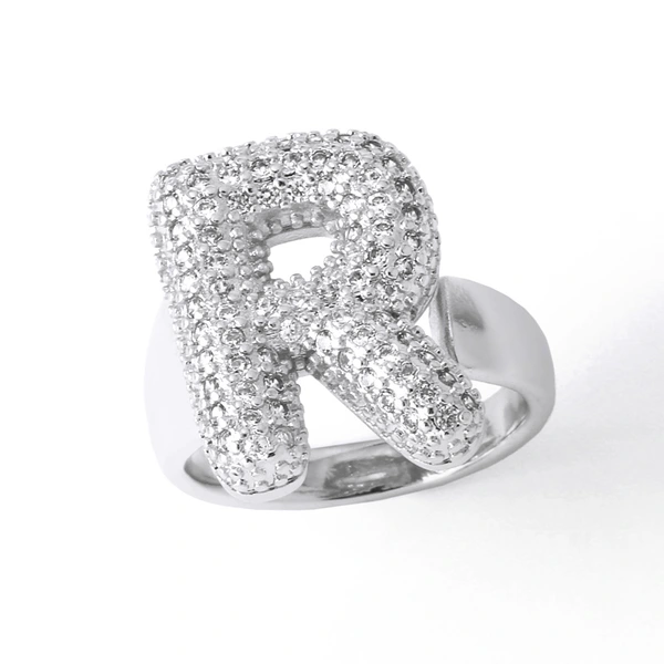Jewelry Europe and the United States hot selling 26 English letter ring gold-plated full zircon fat letter ring rih91