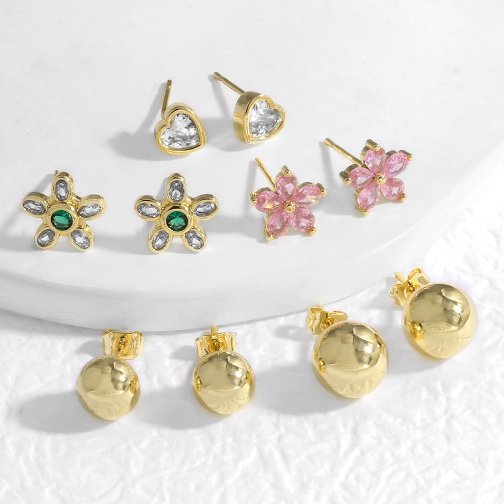 AS jewelry hot-selling copper-plated 18k gold inlaid zircon flower earrings earrings ers30 earrings