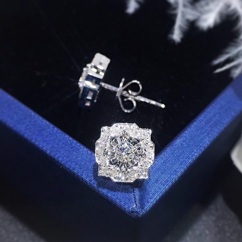 Dongdaemun earrings wholesale sweet floral flower zircon earrings Korean simple women's earrings