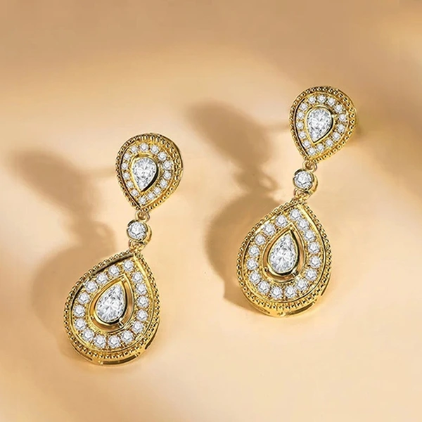 Korean style popular light luxury style water drop earrings evening dress wedding accessories fashionable internet celebrity style popular earrings