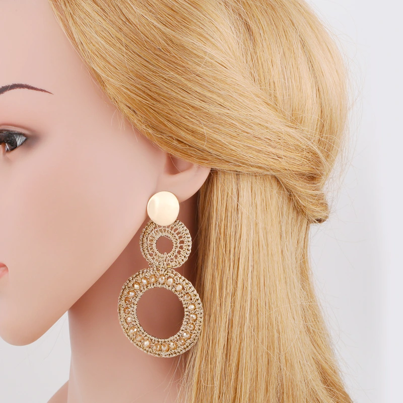 Rice bead woven earrings for women European and American jewelry INS style retro high-end earrings wholesale err78